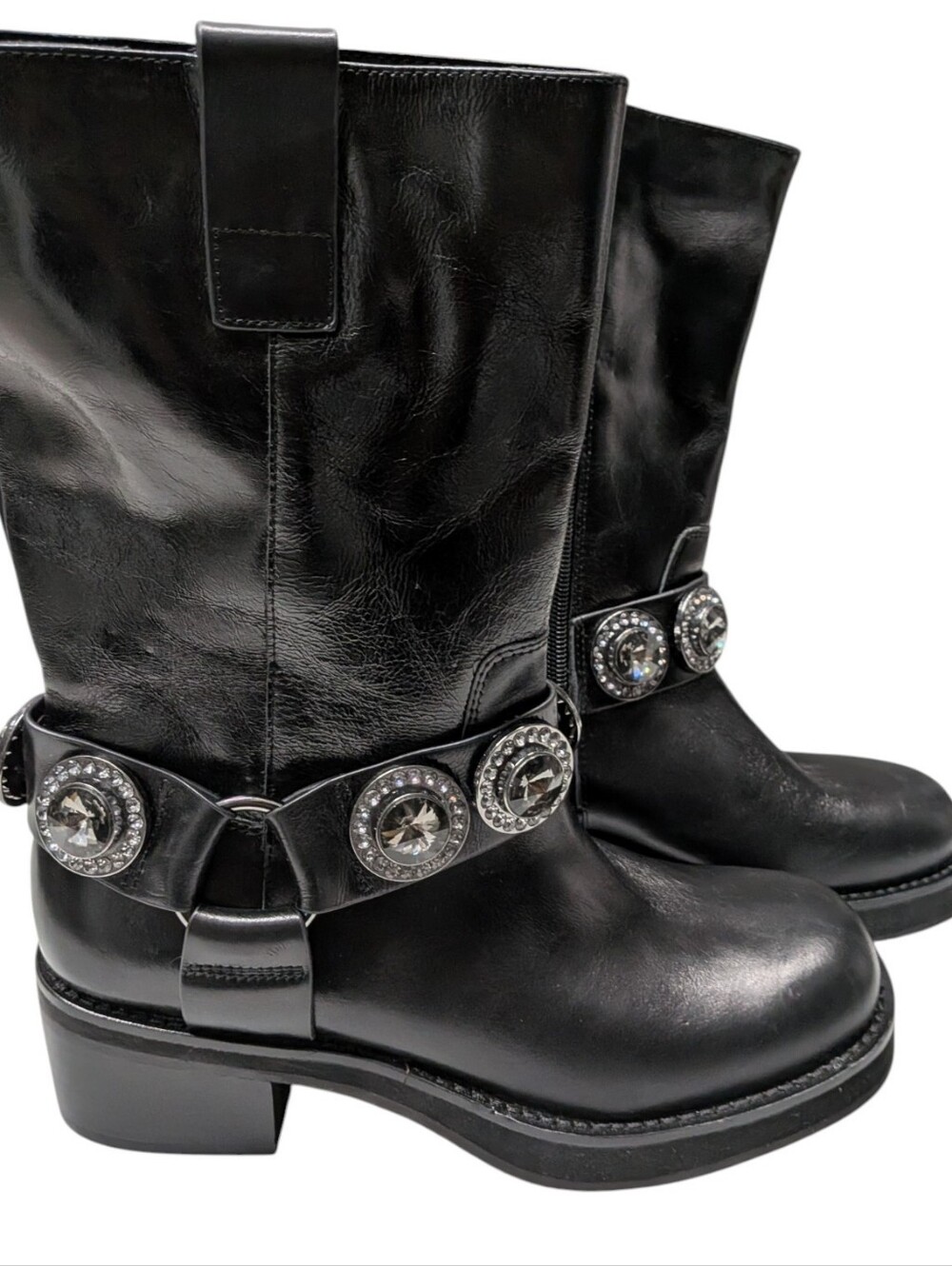 Kurt Geiger London Leather Embellished Octavia Boots Womens 37/US Size 7